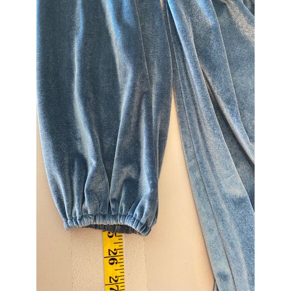 Lauren Conrad Blue Velour Long Sleeve Smocked Dress Medium - Picture 12 of 12